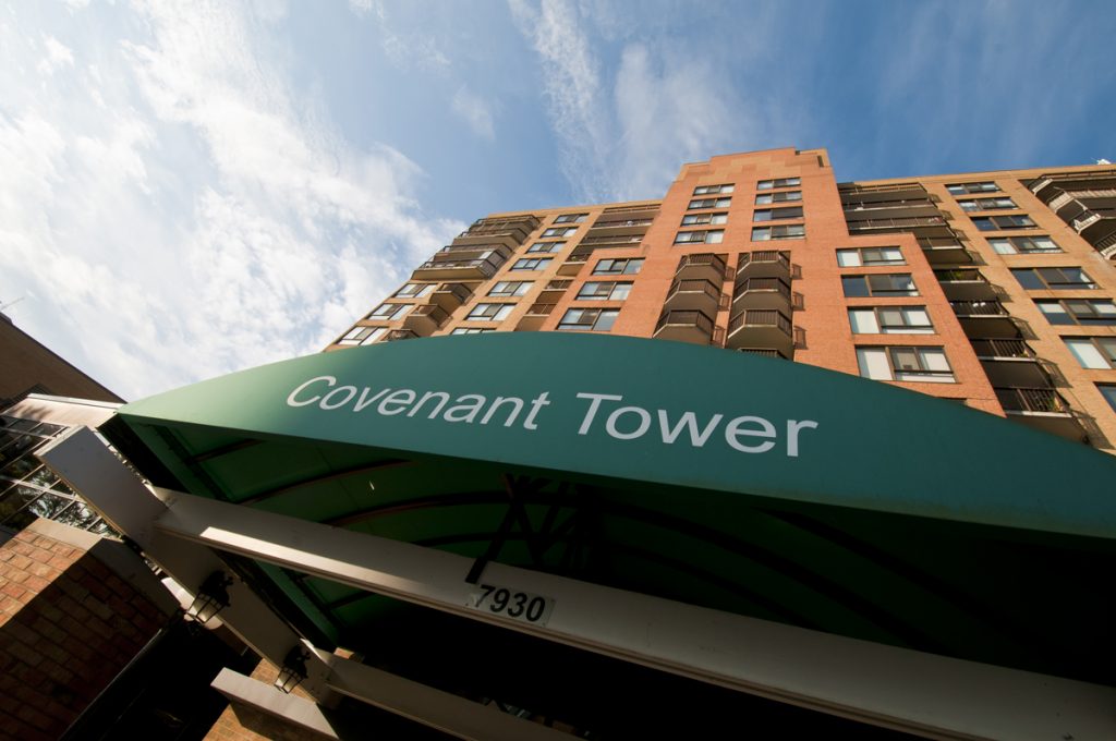 A picture outside of Covenant Tower.