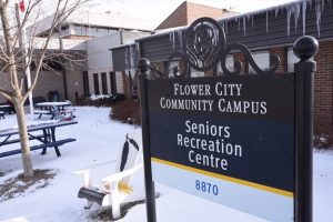 A outside photo of Flower City Community Campus in the Winter.