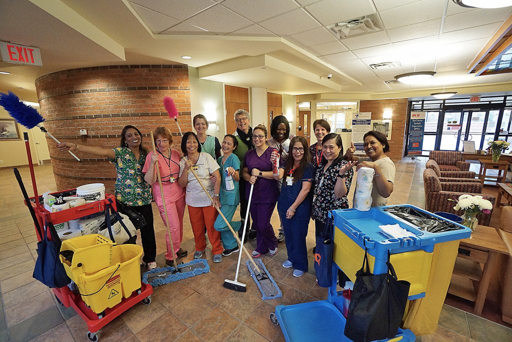 A photo of housekeeping staff inside the 