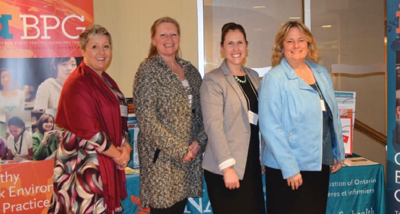 A picture of four women taking part in the RNAO BPSO Launch, April 2017.