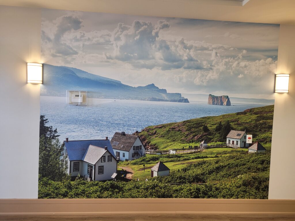 A mural in a home area on a Grace Manor Floor.
