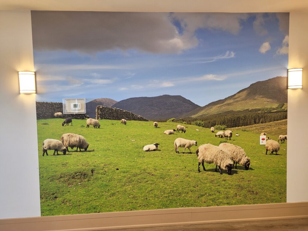 A mural in a home area on a Grace Manor Floor.