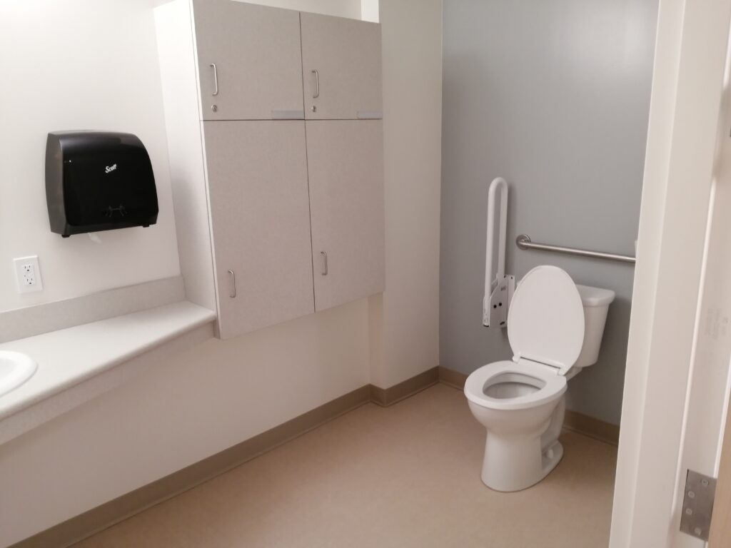 The washroom attached to a room in the Manors.