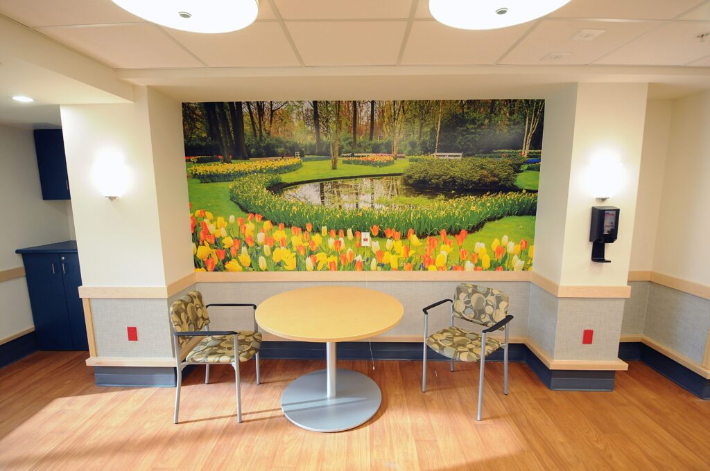 The common area in a Faith Manor floor.